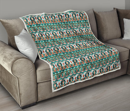 Indian Navajo Ethnic Themed Design Print Quilt Bedspread
