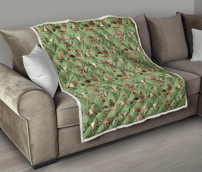 Native Indian Themed Design Print Quilt Bedspread