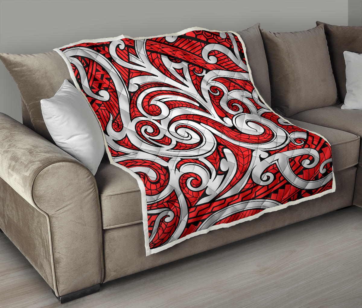 Maori Polynesian Themed Design Print Quilt Bedspread
