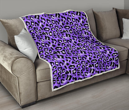 Leopard Purple Skin Print Quilt Bedspread