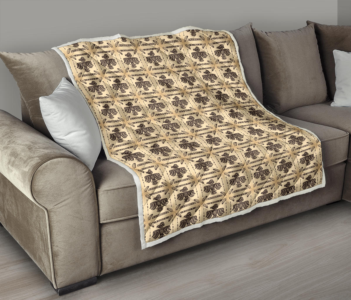 Native American Themed Design Print Quilt Bedspread