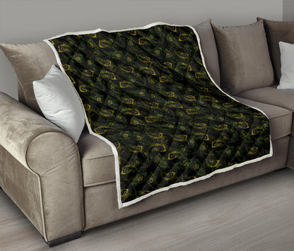 Peacock Feather Pattern Design Print Quilt Bedspread