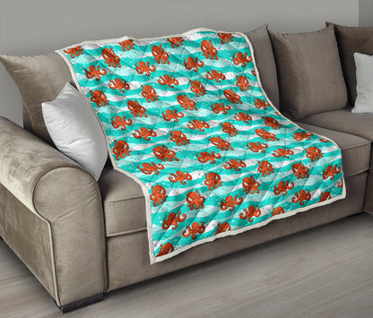 Octopus Cute Design Print Themed Quilt Bedspread