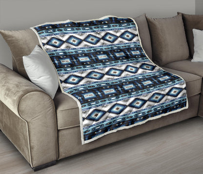 Navajo Dark Blue Print Pattern Quilt Bedspread
