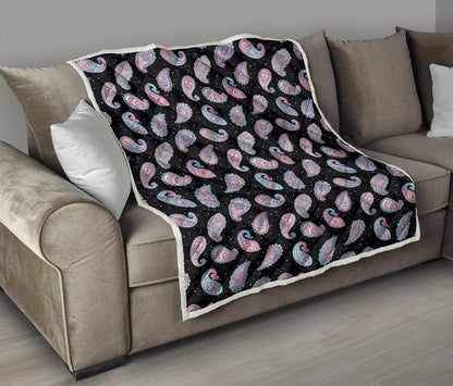 Paisley Pink Design Mandala Print Quilt Bedspread