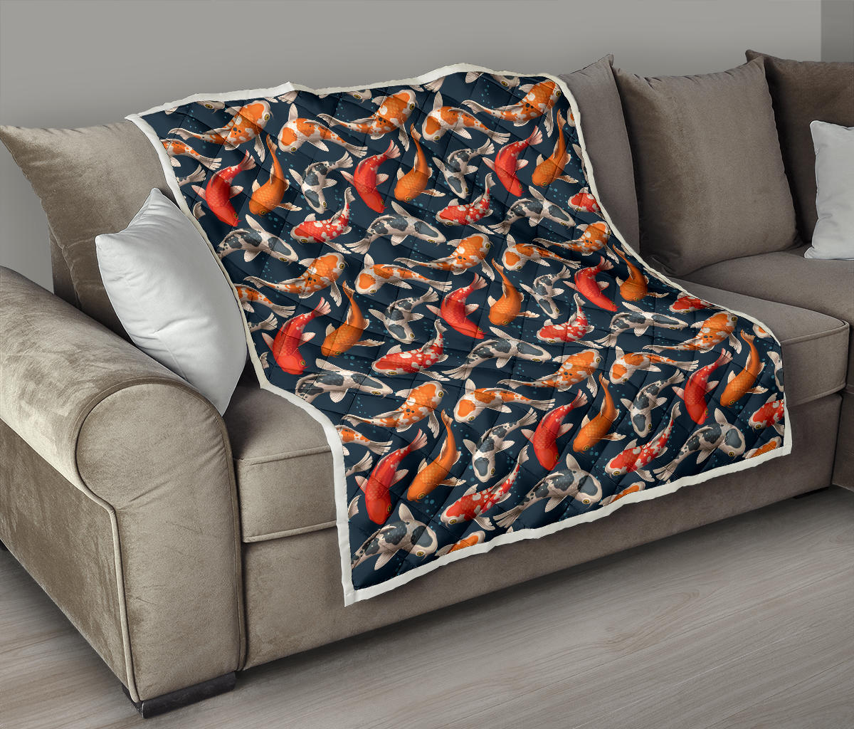Koi Carp Cute Design Themed Print Quilt Bedspread