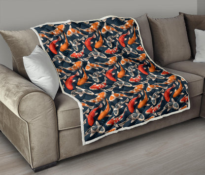 Koi Carp Cute Design Themed Print Quilt Bedspread