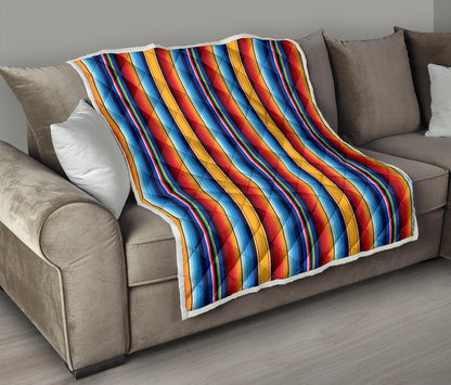 Mexican Blanket Stripe Print Pattern Quilt Bedspread