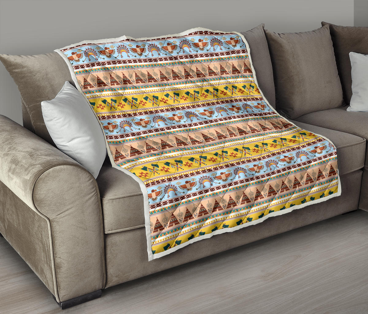 Native American Pattern Design Print Quilt Bedspread