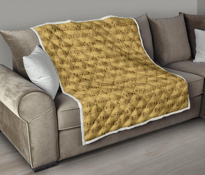 Music Note Vintage Themed Print Quilt Bedspread