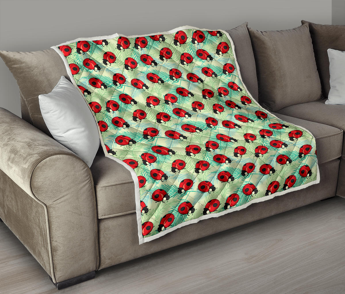 Ladybug Cute Print Pattern Quilt Bedspread