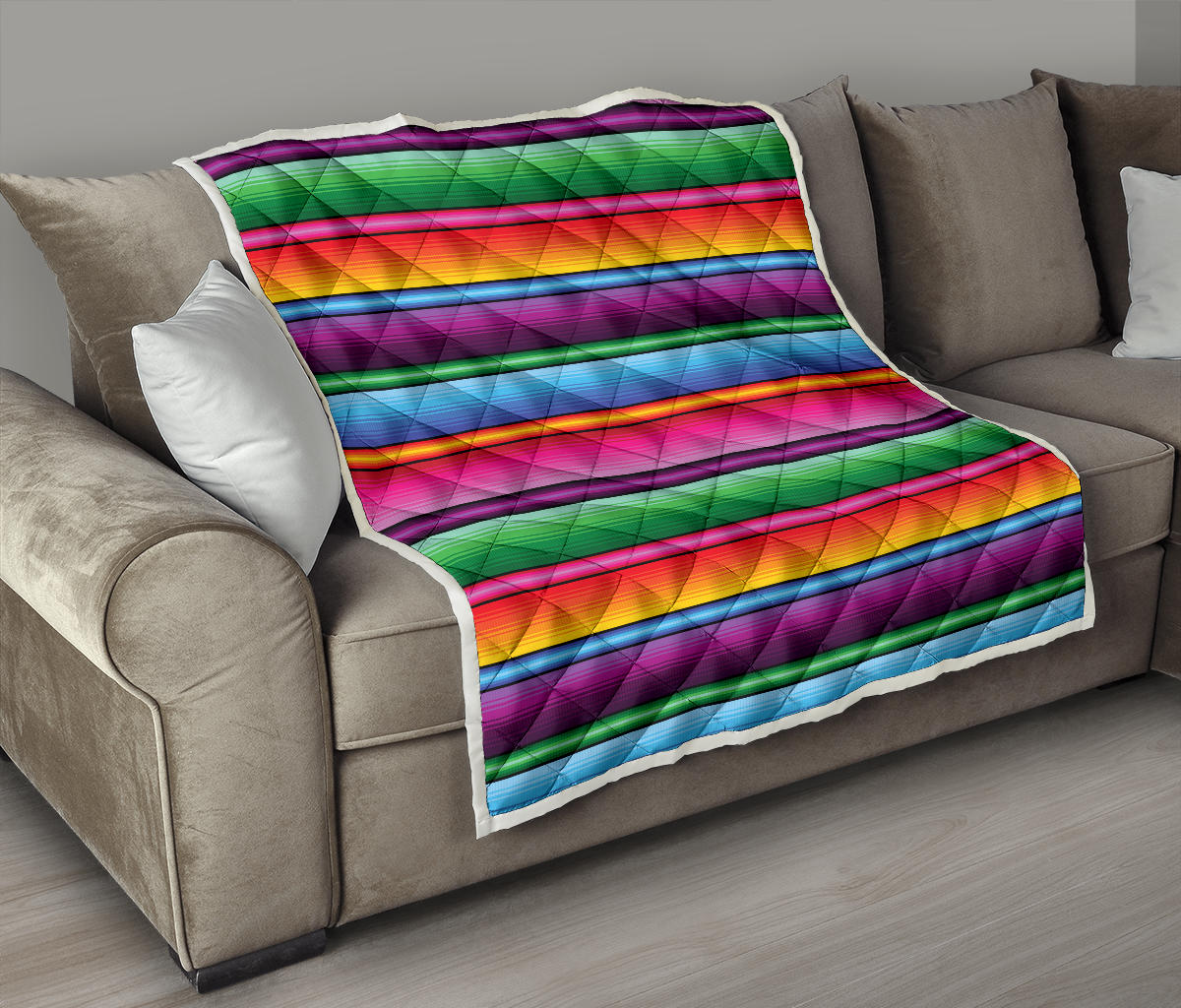 Mexican Blanket Colorful Print Pattern Quilt Bedspread
