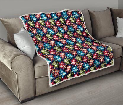Monkey Colorful Design Themed Print Quilt Bedspread