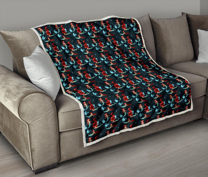 Mermaid Girl Themed Design Print Quilt Bedspread