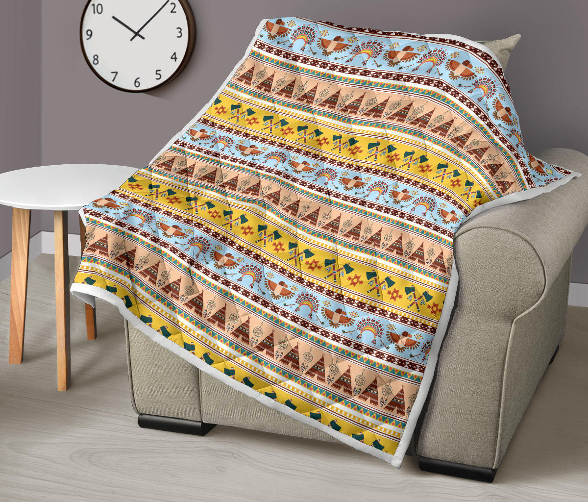 Native American Pattern Design Print Quilt Bedspread