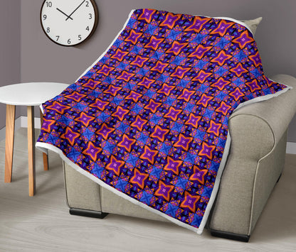 kaleidoscope Purple Orange Print Design Quilt Bedspread