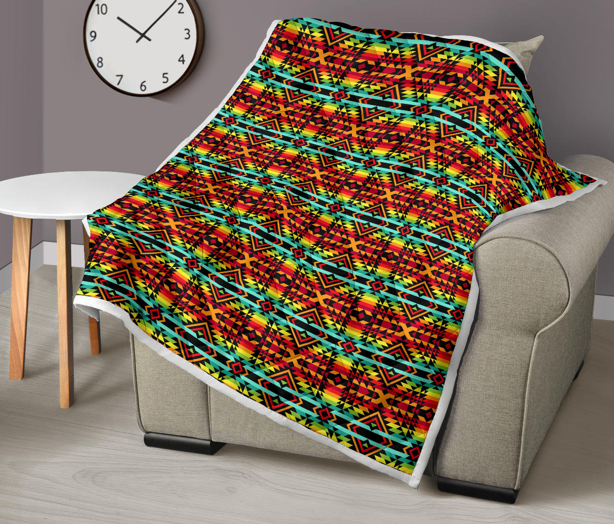 Kente Red Design African Print Quilt Bedspread