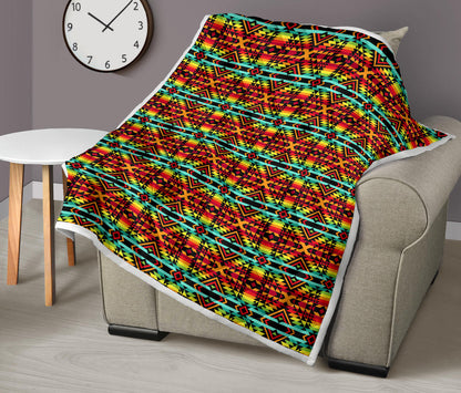 Kente Red Design African Print Quilt Bedspread