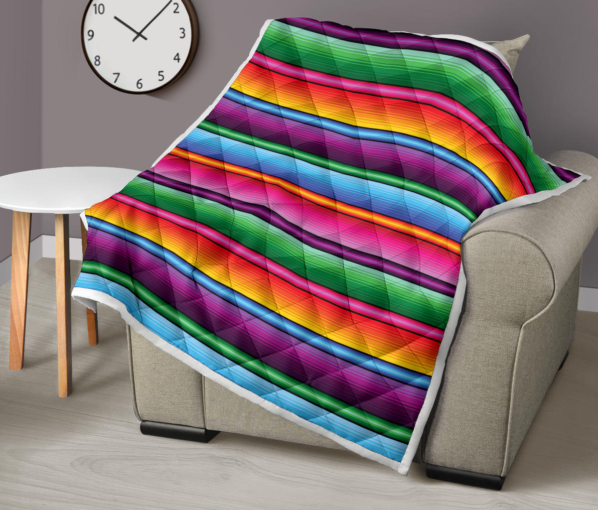 Mexican Blanket Colorful Print Pattern Quilt Bedspread