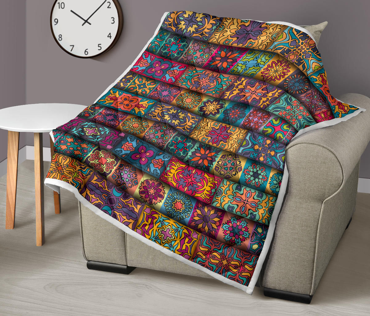 Mandala Style Design Print Quilt Bedspread