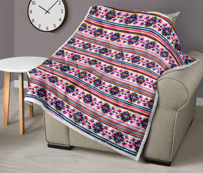 Indian Navajo Neon Themed Design Print Quilt Bedspread