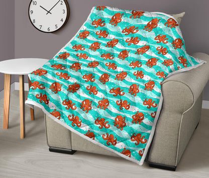 Octopus Cute Design Print Themed Quilt Bedspread