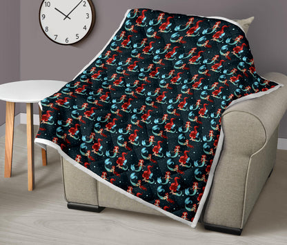 Mermaid Girl Themed Design Print Quilt Bedspread