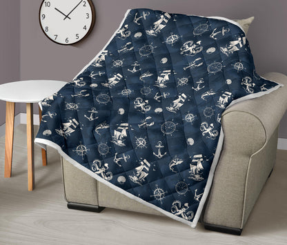 Nautical Sea Themed Print Quilt Bedspread