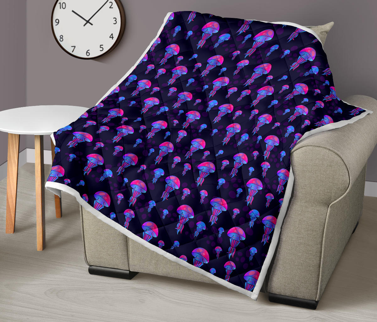 Jellyfish Neon Print Quilt Bedspread