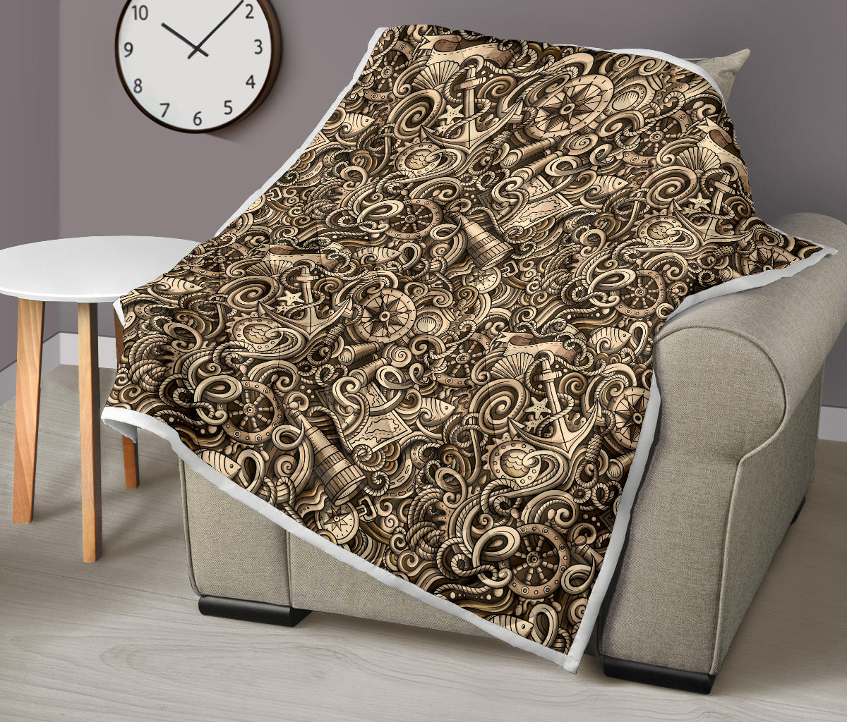 Nautical Tattoo Design Themed Print Quilt Bedspread