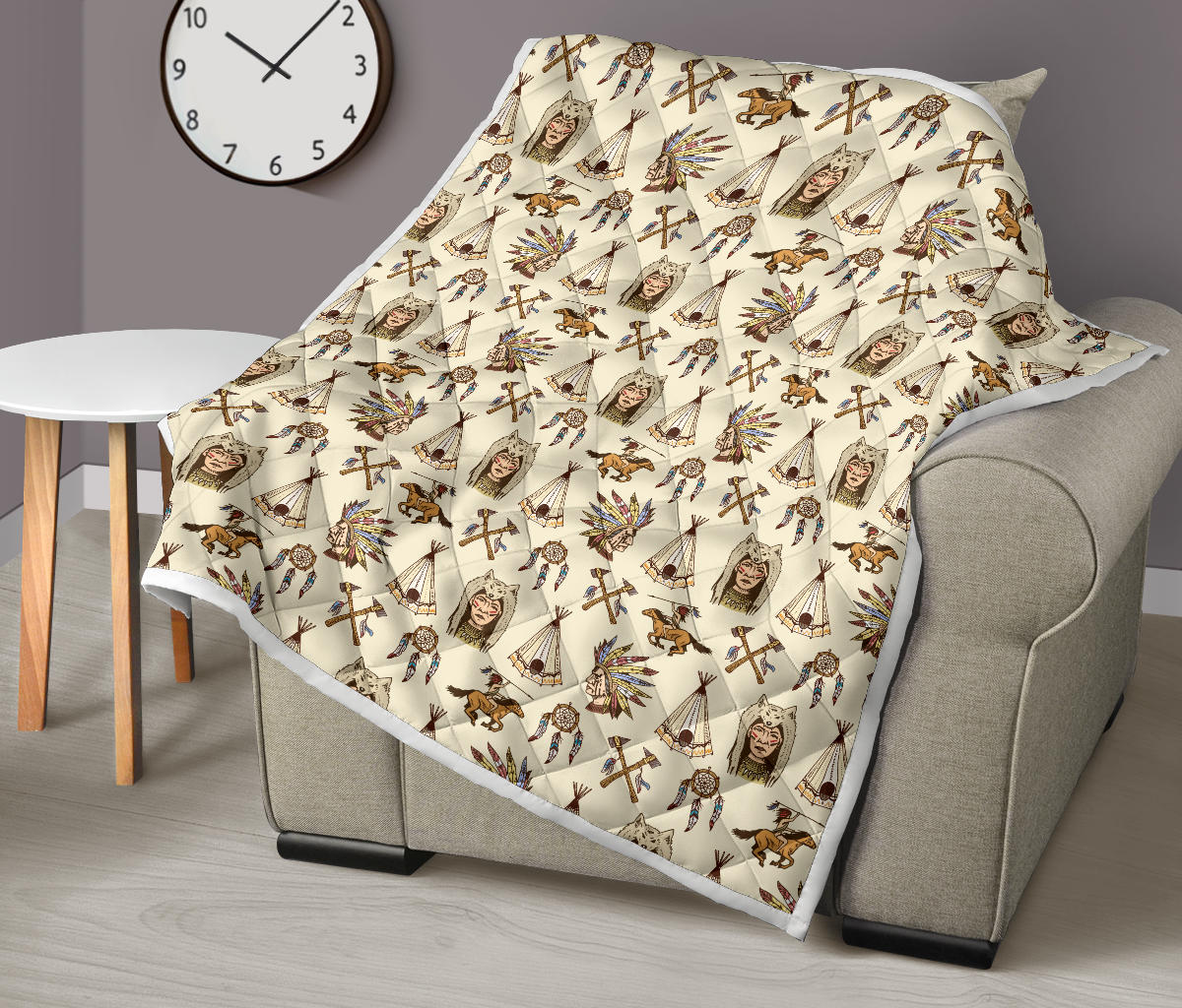 Native Indian Pattern Design Print Quilt Bedspread