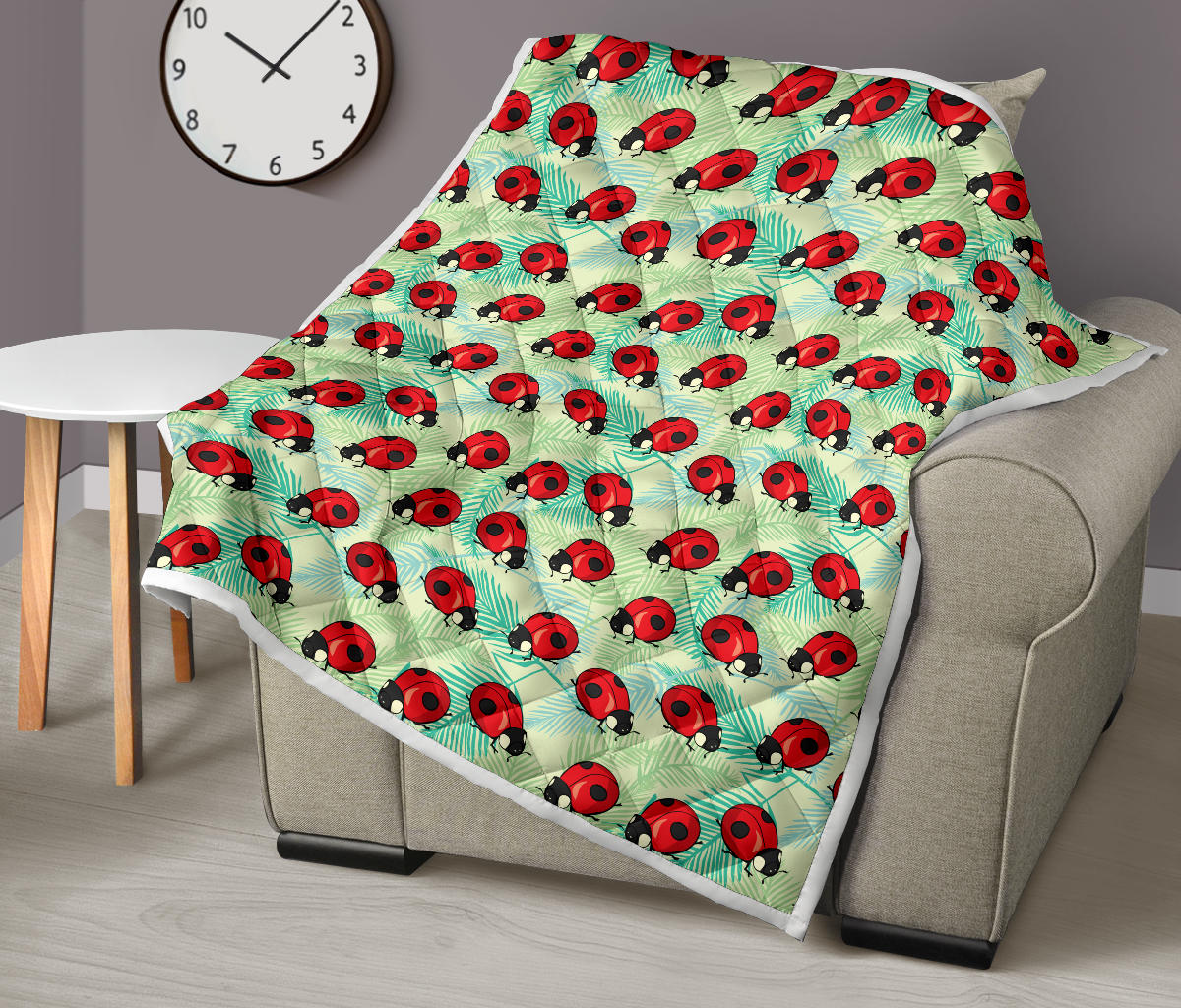 Ladybug Cute Print Pattern Quilt Bedspread