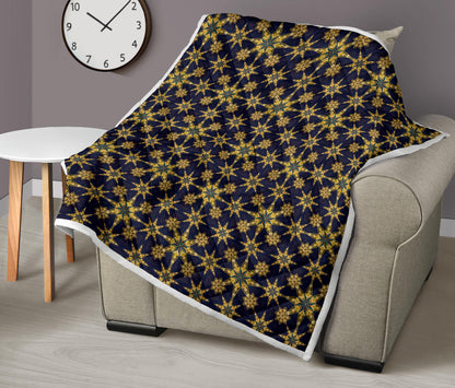 kaleidoscope Gold Print Design Quilt Bedspread