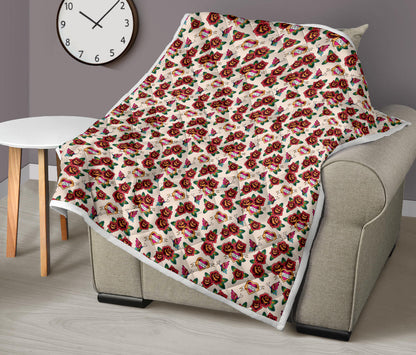 Old School Tattoo Rose Pattern Quilt Bedspread