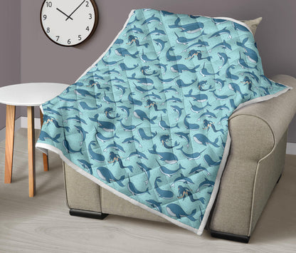 Narwhal Themed Print Quilt Bedspread