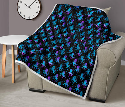 Octopus Blue Design Print Themed Quilt Bedspread