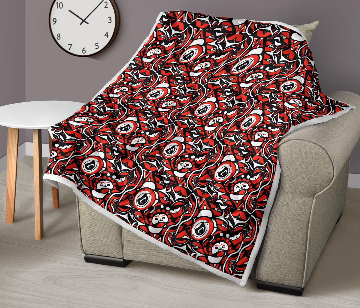 Native North American Themed Print Quilt Bedspread