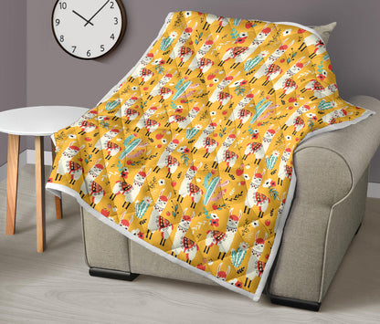 Llama Cute Themed Print Quilt Bedspread
