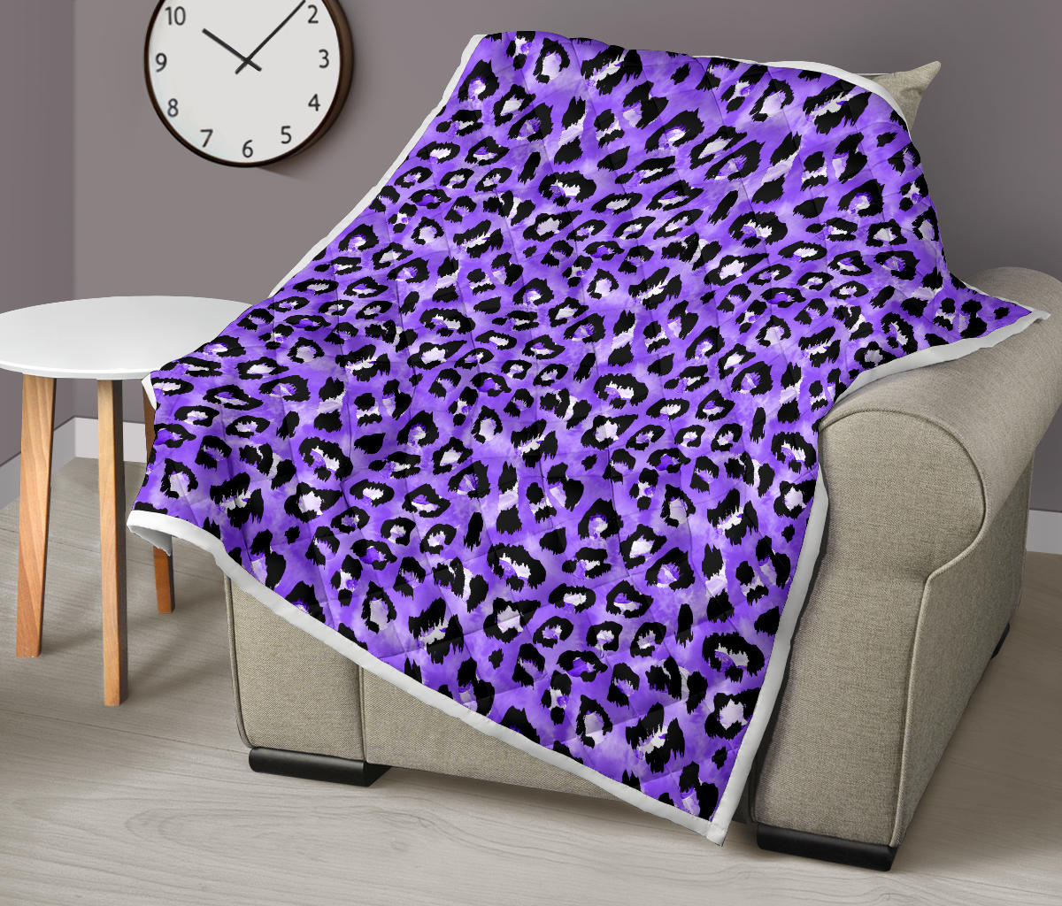 Leopard Purple Skin Print Quilt Bedspread