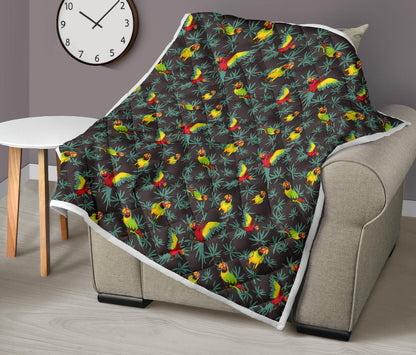 Parrot Themed Print Quilt Bedspread