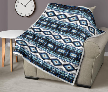 Navajo Dark Blue Print Pattern Quilt Bedspread