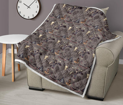 Native Indian life Design Print Quilt Bedspread