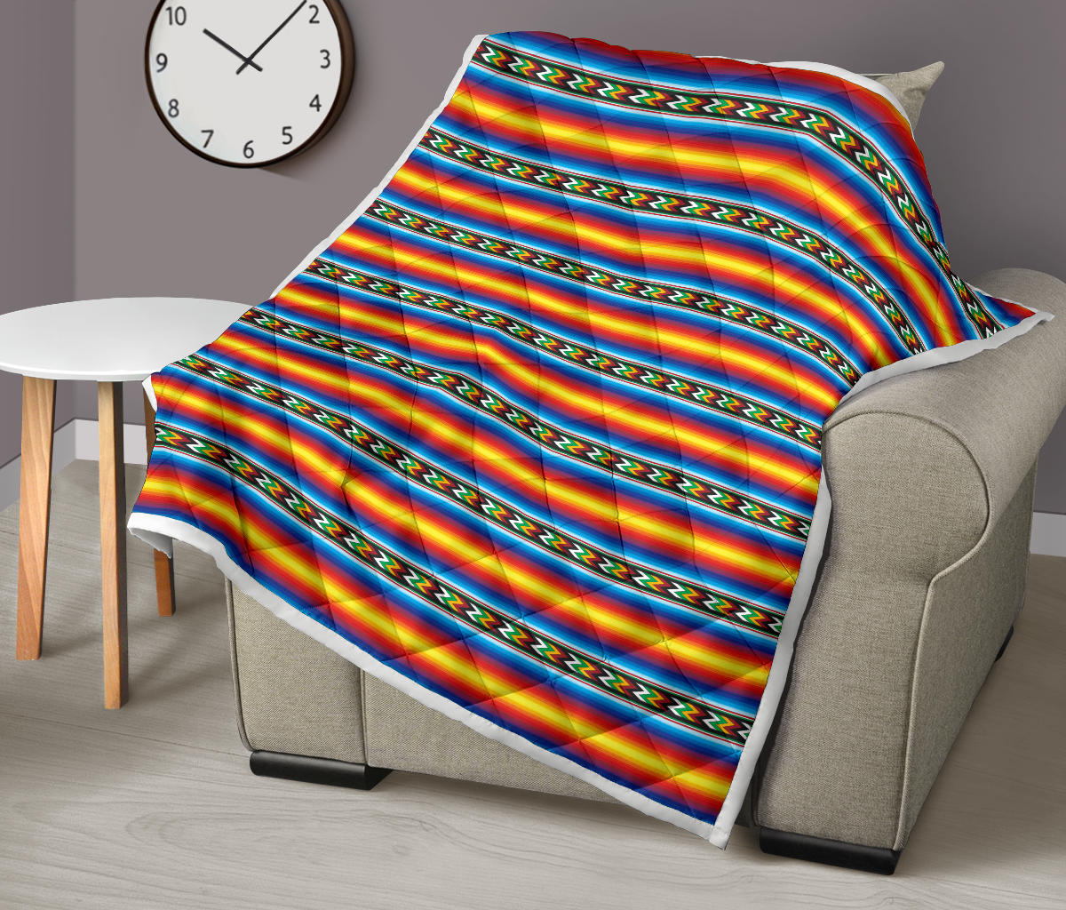 Mexican Blanket ZigZag Print Pattern Quilt Bedspread