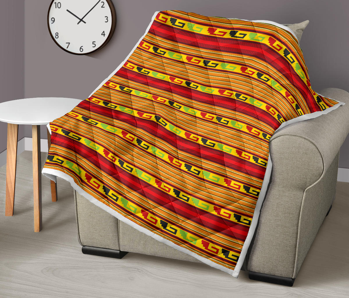 Mexican Blanket Ornament Print Pattern Quilt Bedspread