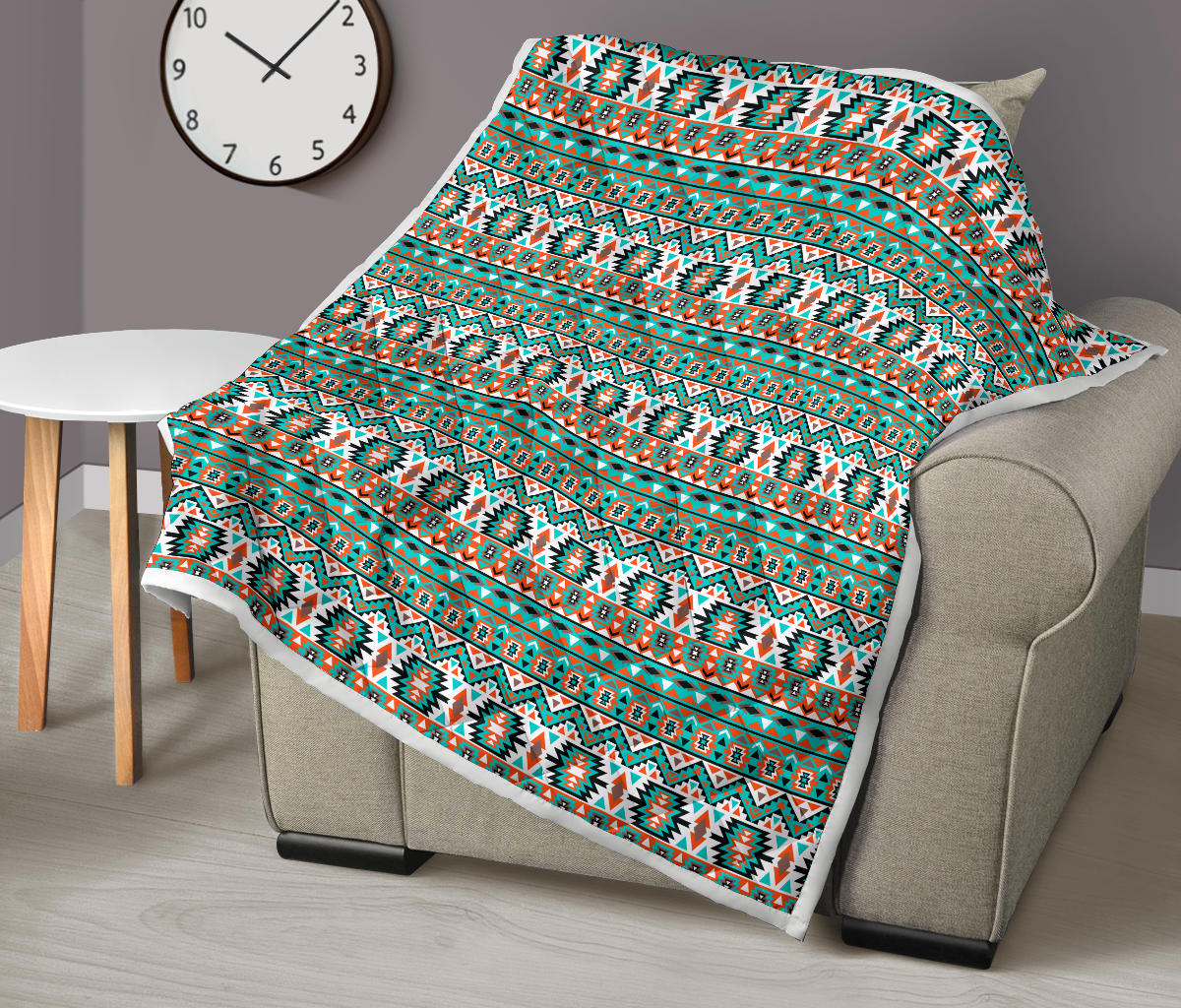 Indian Navajo Ethnic Themed Design Print Quilt Bedspread