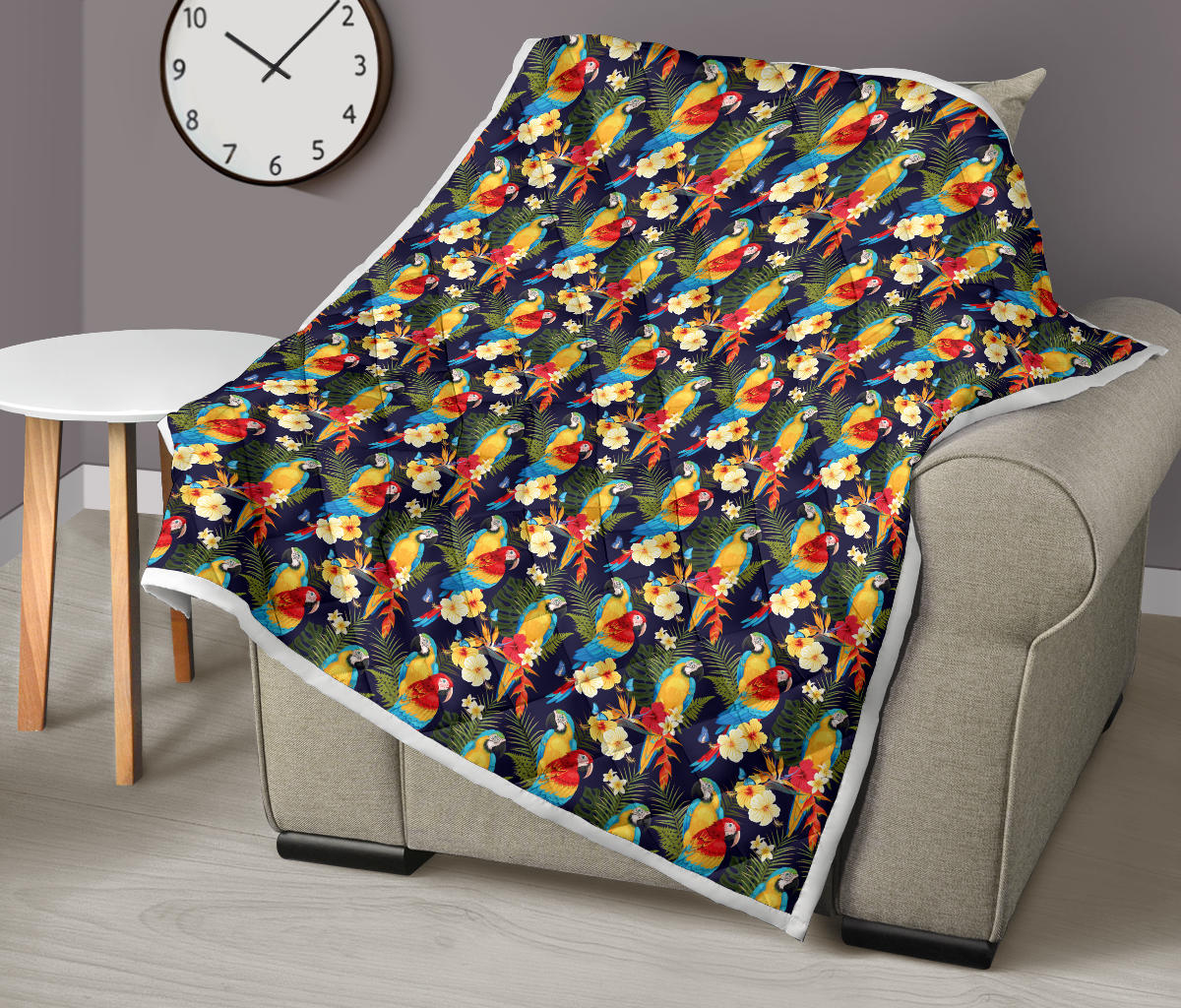 Parrot Themed Design Quilt Bedspread