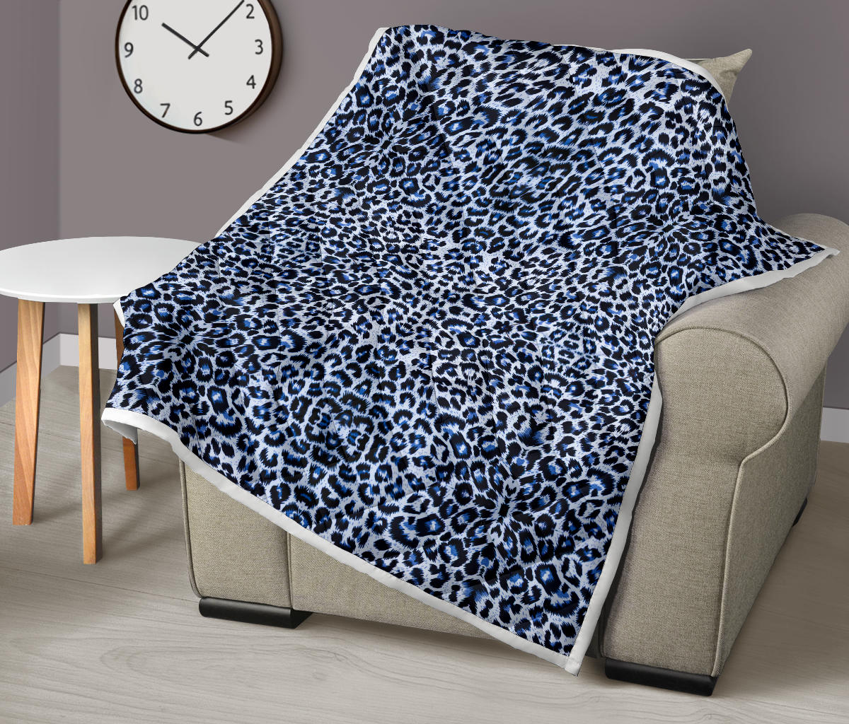 Leopard Blue Skin Print Quilt Bedspread