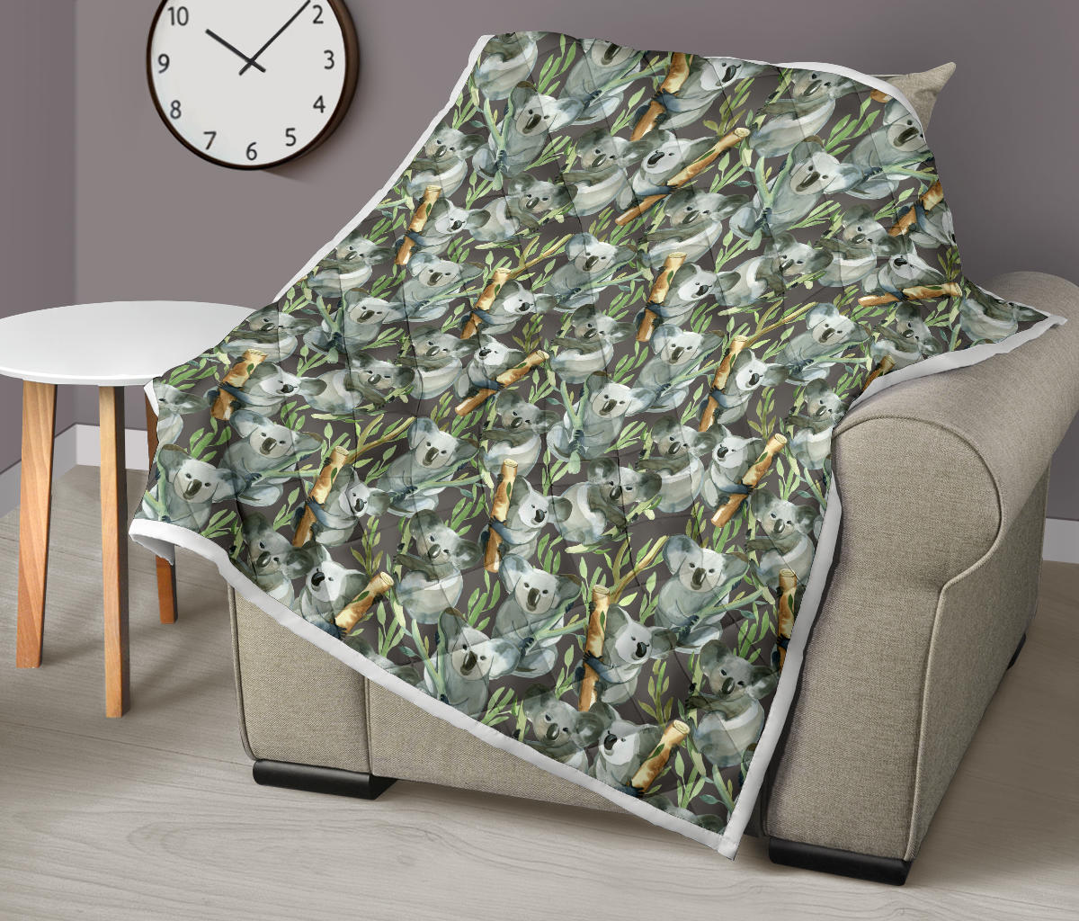Koala Pattern Design Print Quilt Bedspread