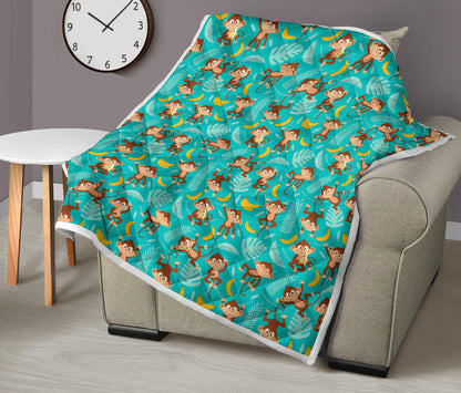 Monkey Happy Design Themed Print Quilt Bedspread