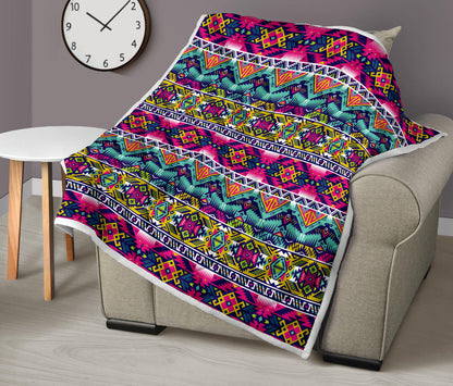 Indian Navajo Color Themed Design Print Quilt Bedspread